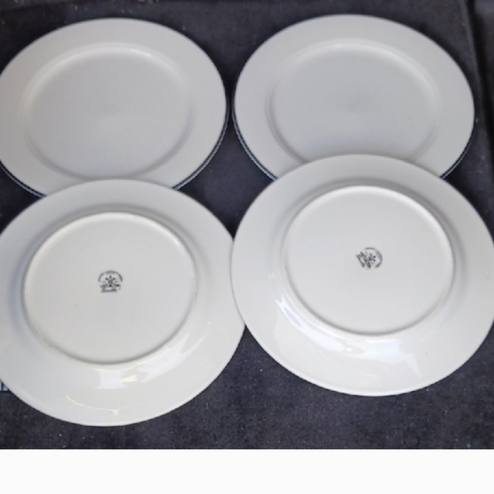 Homer Laughlin White Dinner Plates with Silver Rim - Picture 3 of 3